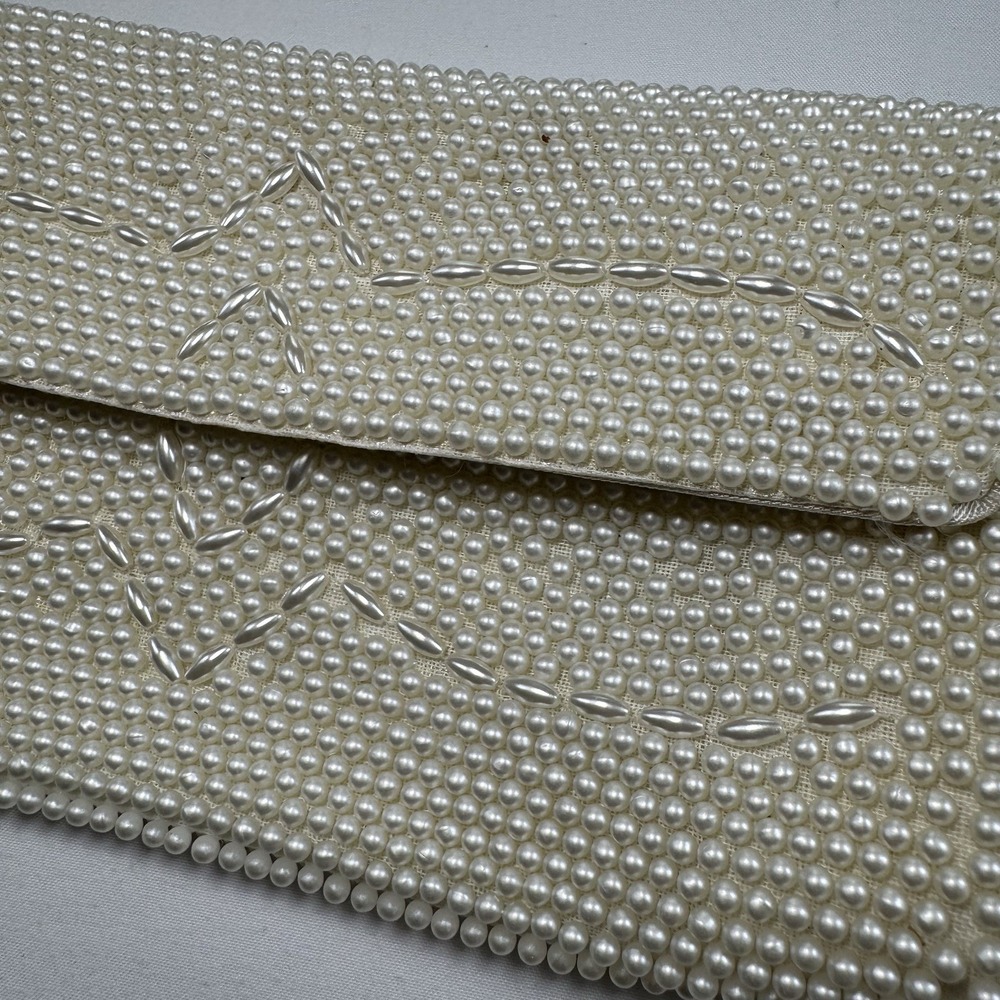 Vtg Faux Pearl Bags By Susan Beaded Japan‎ 1950s Coin Purse Clutch - Picture 2 of 11